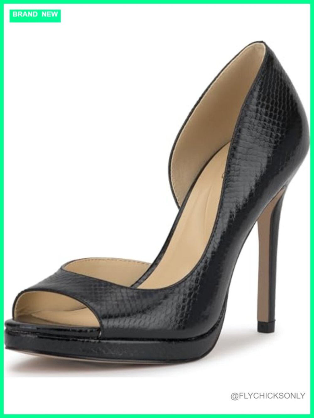 Jessica Simpson Kimli Peep Toe Pump Faux Leather Stiletto Heel